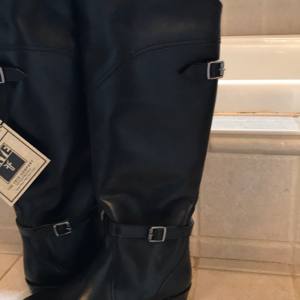 Frye Dorados Riding Boots NWT all Black Leather - Picture 4 of 7